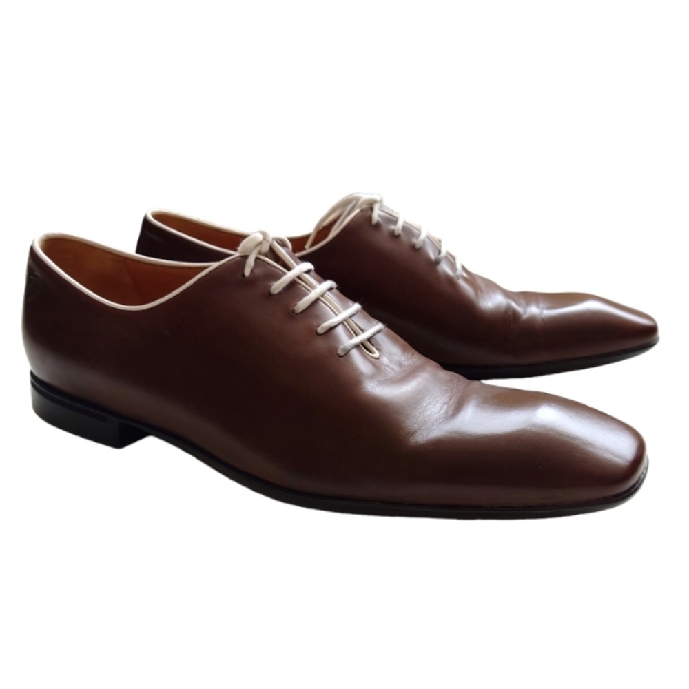 GUCCI Men's Brown Leather Lace-up Shoes Size 9.5 - Picture 2 of 14